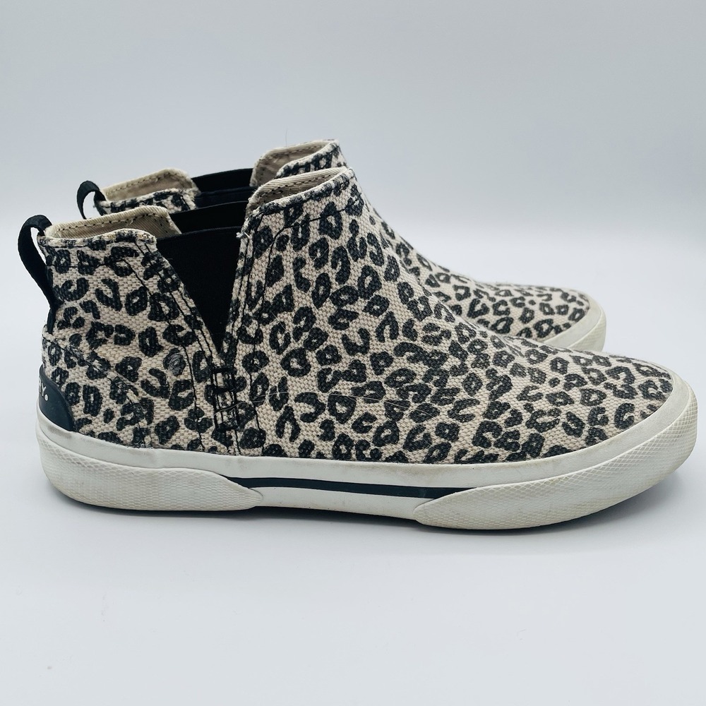 Sperry Pier View Core Leopard Print Canvas Sneakers Womens 5.5 Animal